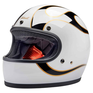 Biltwell Gringo Gloss White / Black Flames ECE R22.06